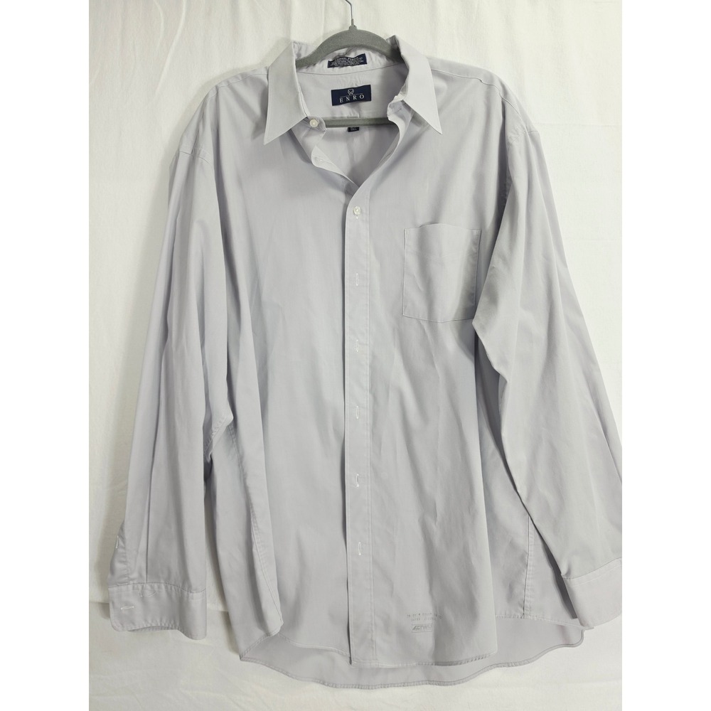 Enro Mens Classic Poplin Button Down Shirt Light Grey Men 18-37 Tall Long Sleeve